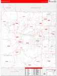 Waukesha County Wall Map Red Line Style
