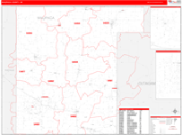 Waupaca County Wall Map Red Line Style
