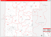 Waupaca County Wall Map Red Line Style