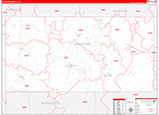 Waushara County Wall Map Red Line Style
