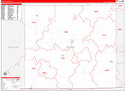 Wayne County Wall Map Red Line Style