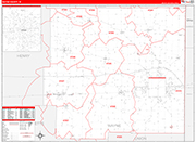 Wayne Wall Map Red Line Style