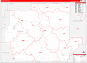 Wayne County Wall Map Red Line Style