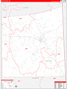 Wayne County Wall Map Red Line Style