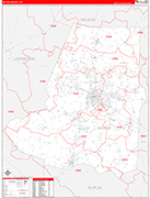 Wayne County Wall Map Red Line Style