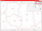 Wayne County Wall Map Red Line Style