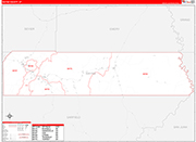 Wayne County Wall Map Red Line Style