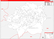 Waynesboro County Wall Map Red Line Style