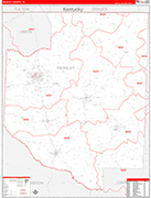 Weakley County Wall Map Red Line Style