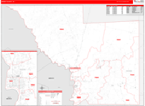 Webb County Wall Map Red Line Style