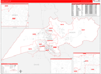 Weber County Wall Map Red Line Style