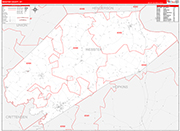 Webster County Wall Map Red Line Style
