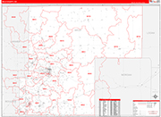 Weld County Wall Map Red Line Style