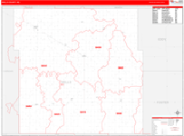 Wells County Wall Map Red Line Style