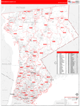 Westchester County Wall Map Red Line Style