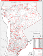 Westchester Wall Map Red Line Style