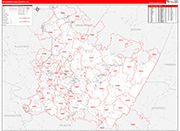 Westmoreland Wall Map Red Line Style