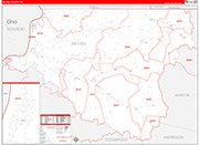 Wetzel County Wall Map Red Line Style