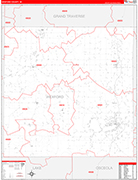 Wexford County Wall Map Red Line Style