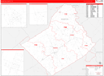 Wharton County Wall Map Red Line Style