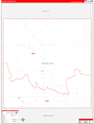Wheeler County Wall Map Red Line Style