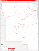 Wheeler County Wall Map Red Line Style