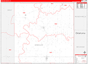 Wheeler County Wall Map Red Line Style