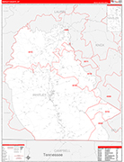Whitley County Wall Map Red Line Style