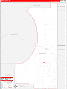 Wibaux County Wall Map Red Line Style