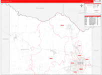 Wichita County Wall Map Red Line Style