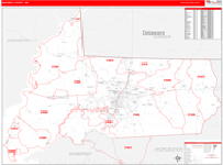 Wicomico County Wall Map Red Line Style