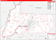 Wicomico County Wall Map Red Line Style