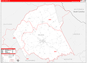 Wilkes County Wall Map Red Line Style