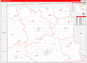 Williams County Wall Map Red Line Style