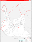 Williamsburg County Wall Map Red Line Style