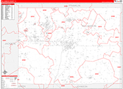 Williamson County Wall Map Red Line Style