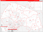 Williamson County Wall Map Red Line Style
