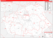 Wilson County Wall Map Red Line Style