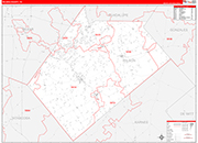 Wilson County Wall Map Red Line Style