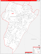 Winchester County Wall Map Red Line Style