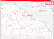 Winona County Wall Map Red Line Style