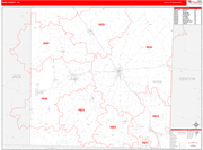 Wise County Wall Map Red Line Style