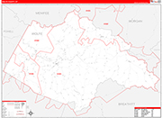 Wolfe County Wall Map Red Line Style