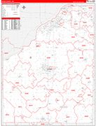 Wood County Wall Map Red Line Style