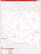 Wood County Wall Map Red Line Style