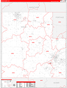 Wood County Wall Map Red Line Style
