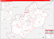 Wood County Wall Map Red Line Style