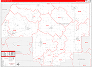 Woodford County Wall Map Red Line Style