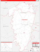 Woodford County Wall Map Red Line Style