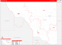 Woods County Wall Map Red Line Style